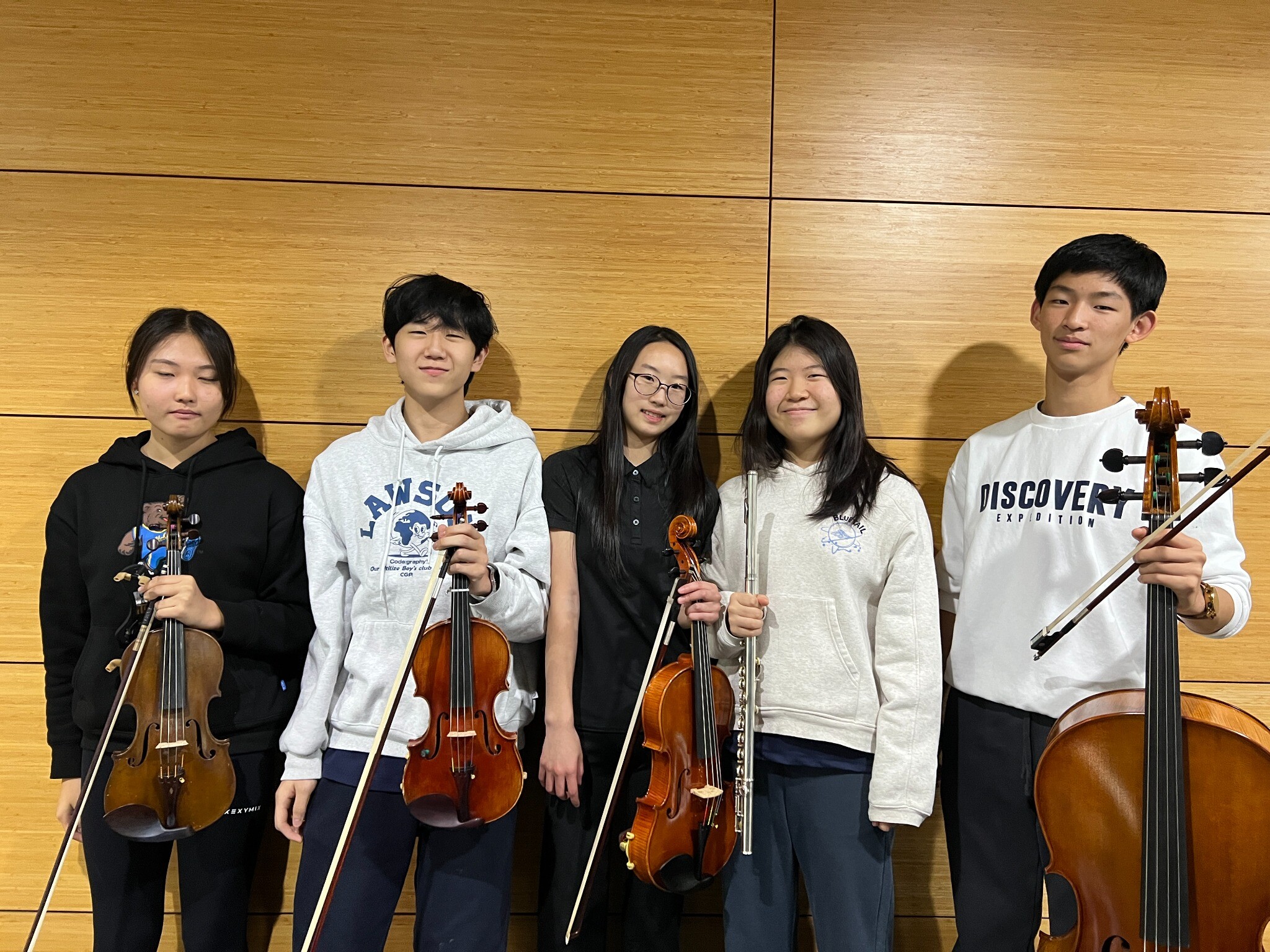 Student musicians sharing music together