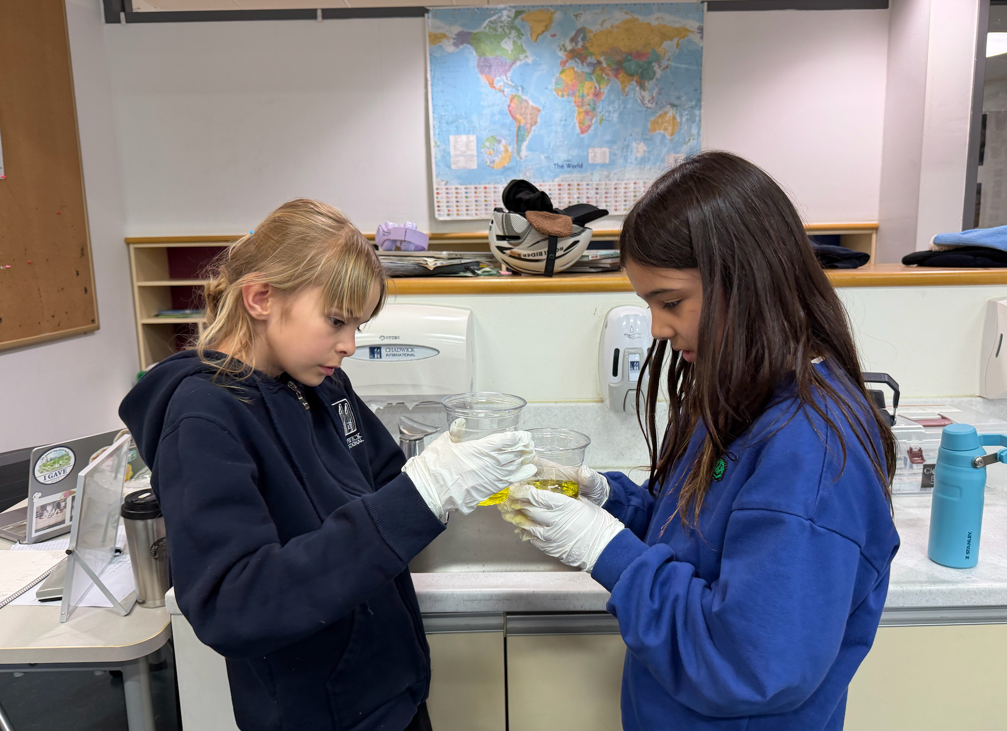 Students working together during a hands-on science activity
