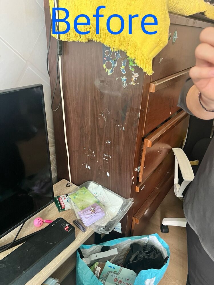 Damaged furniture before restoration