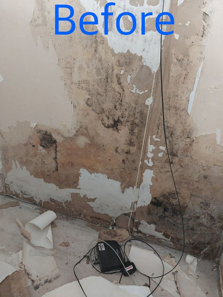 Damaged wall before restoration