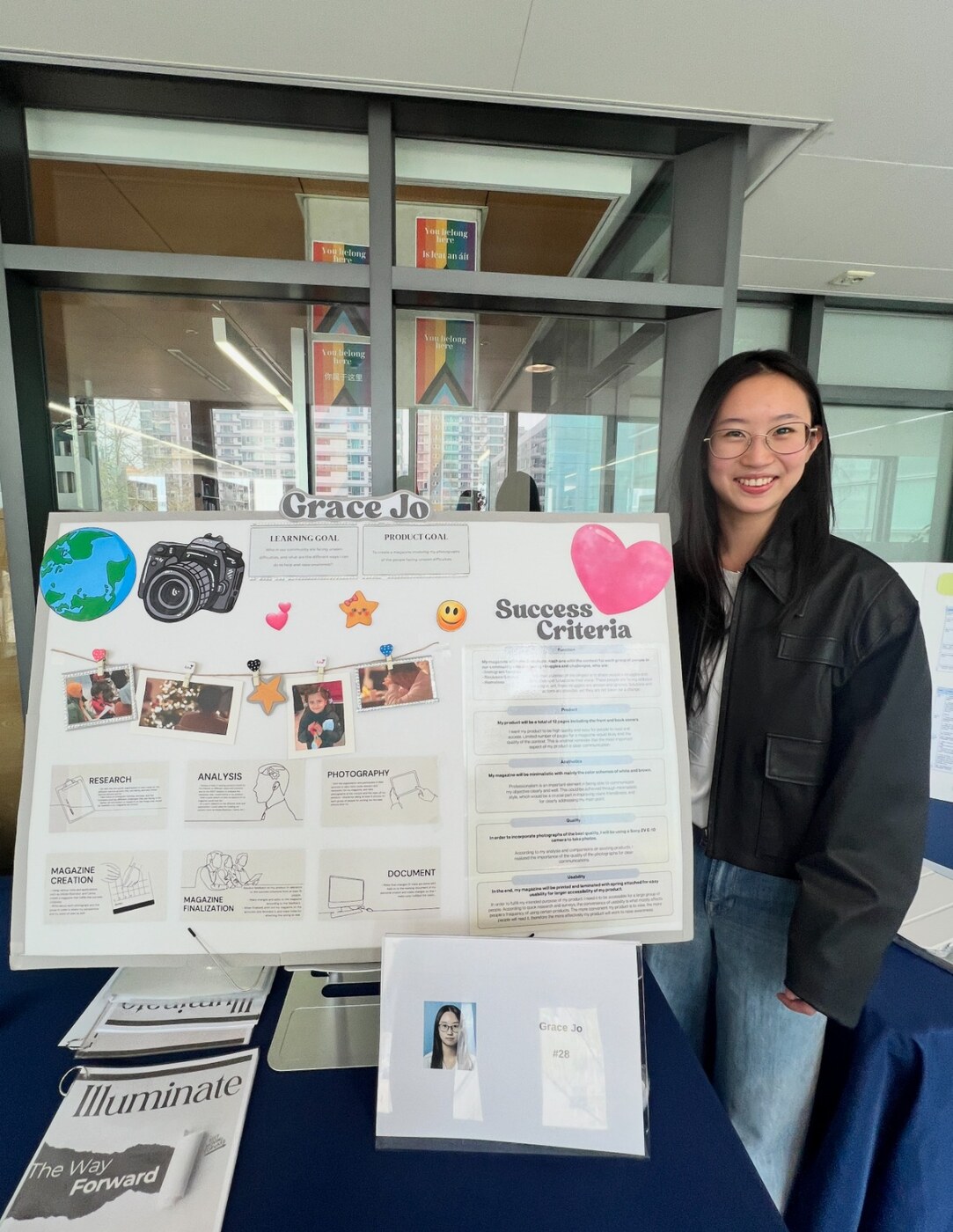 Grace presenting Illuminate the Way Forward at school