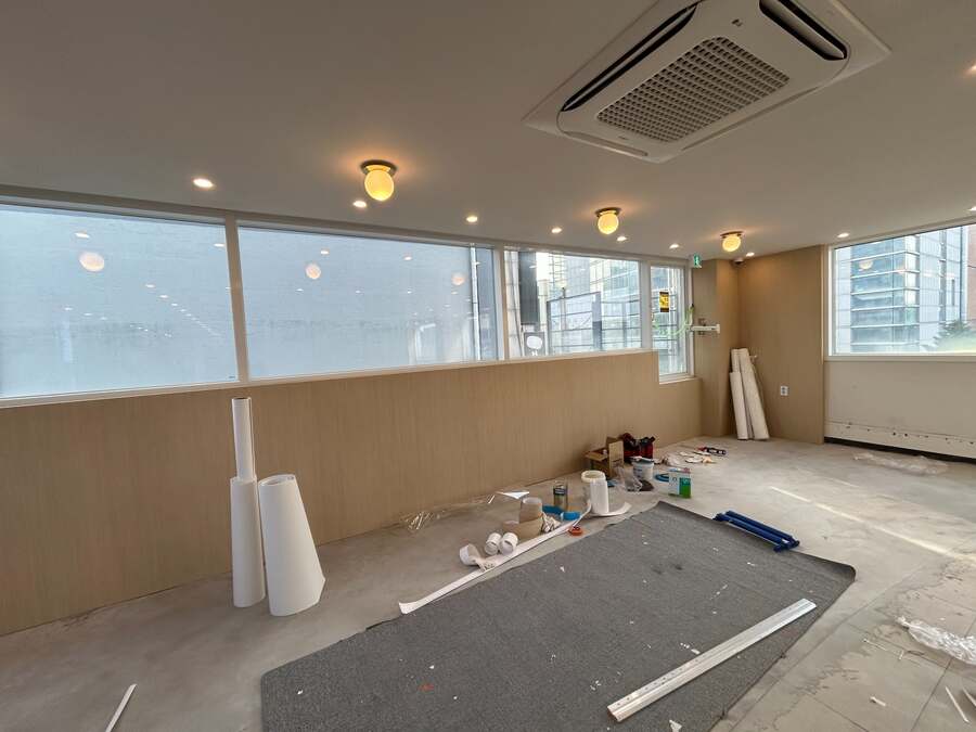 The café space taking shape during renovation